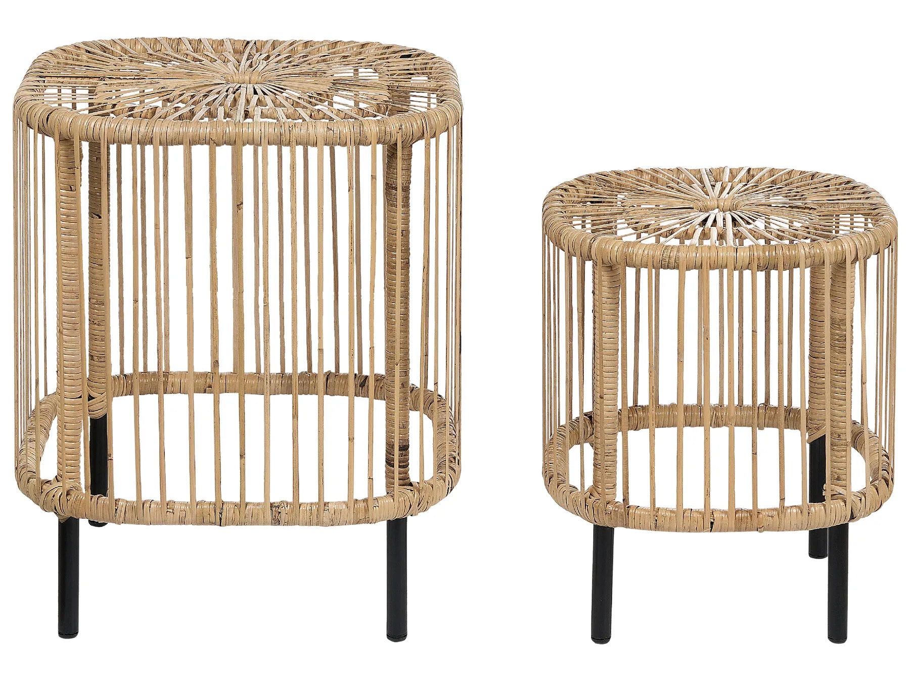 Set of 2 Coffee Tables CESENATICO Rattan Natural