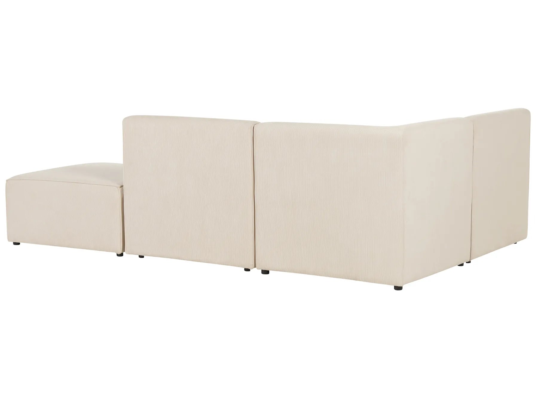 Modular Corner Sofa 3 Seater LEMVIG Corduroy Light Beige with Ottoman Right Hand