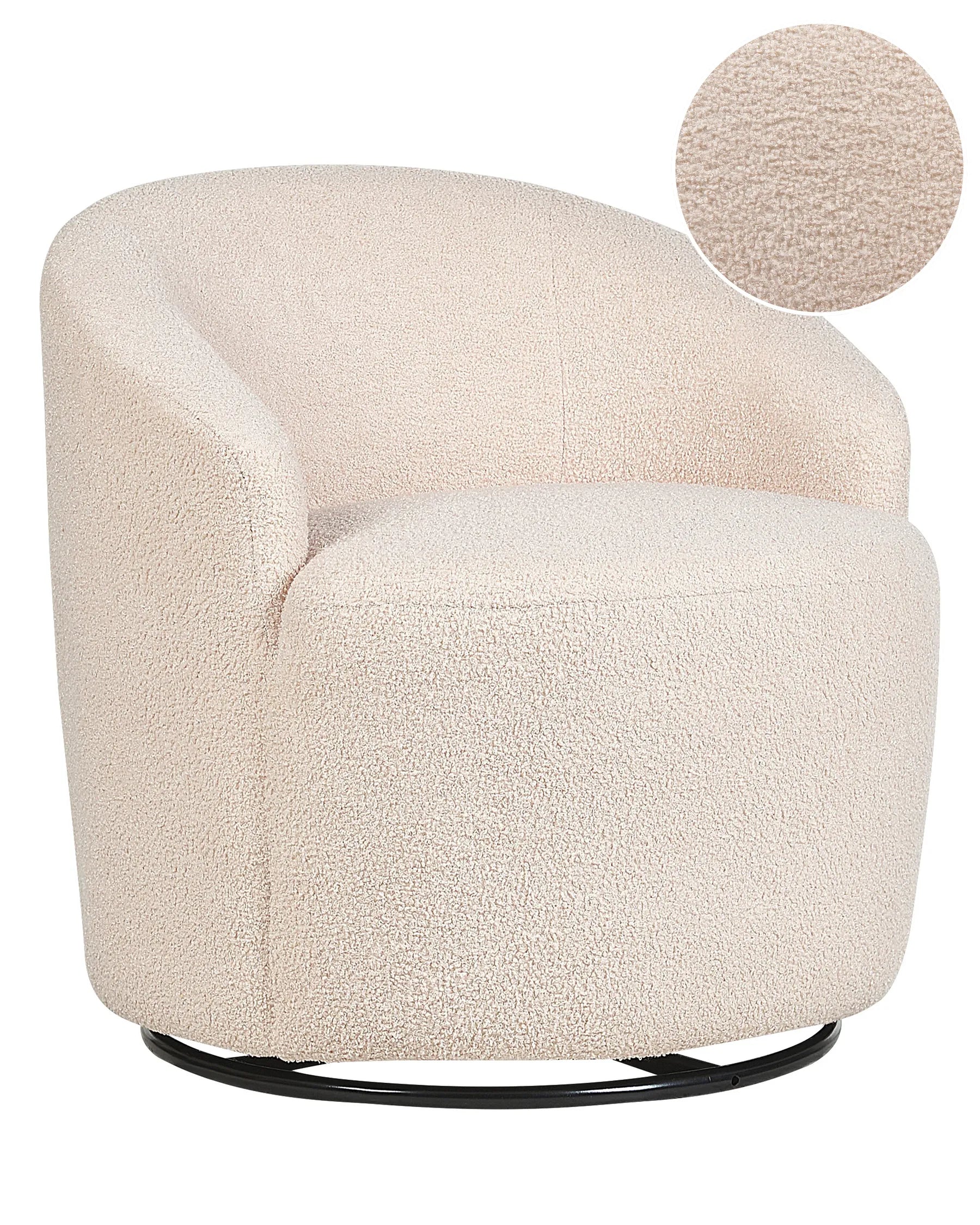 Swivel Armchair DAVIK Boucle Beige