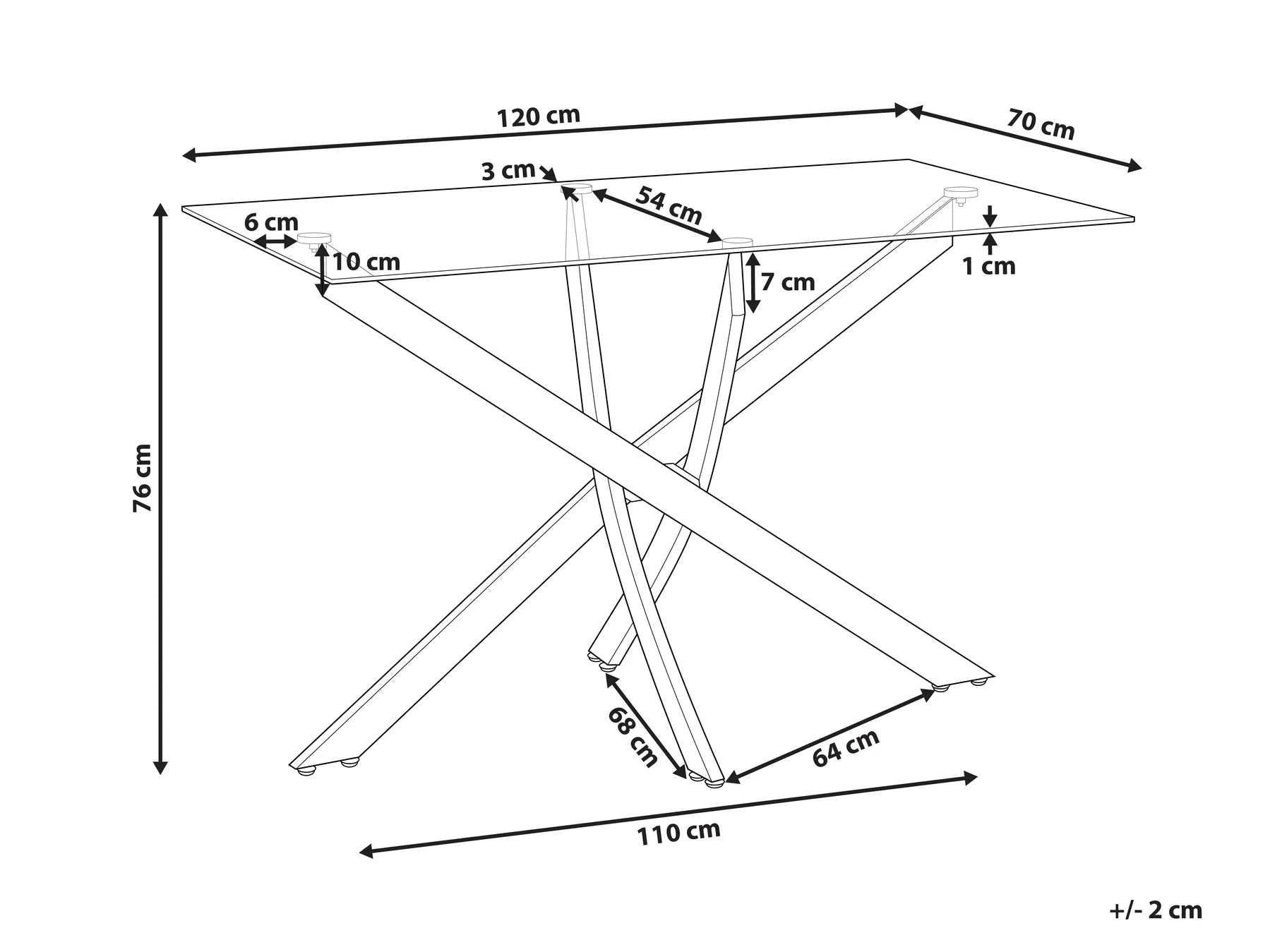 Dining Table MARAMO Gold 120 cm 70 cm Tempered Glass
