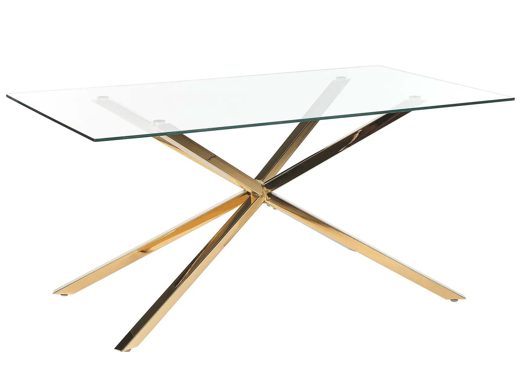 Dining Table CORA Gold 160 cm 90 cm Tempered Glass