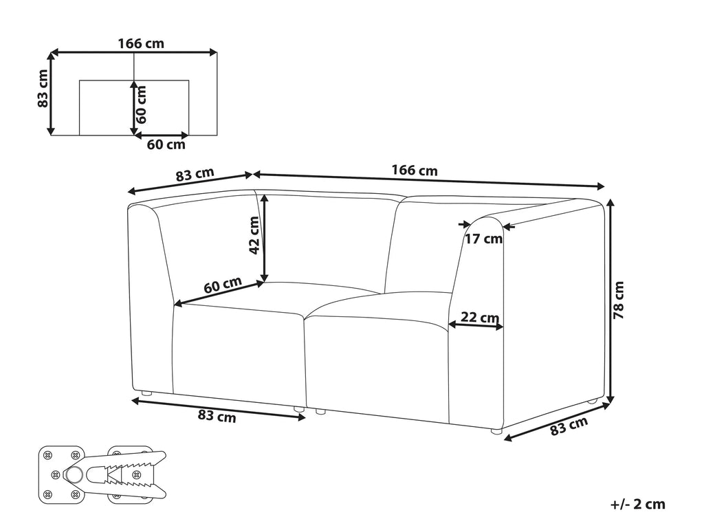 Modular Sofa 2 Seater LEMVIG Corduroy Taupe