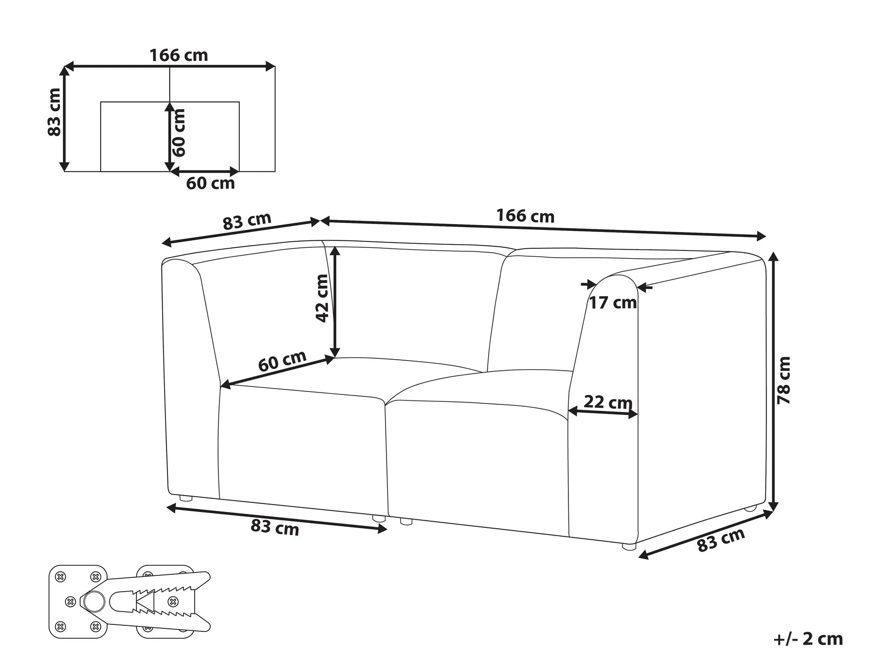 Modular Sofa 2 Seater LEMVIG Corduroy Taupe