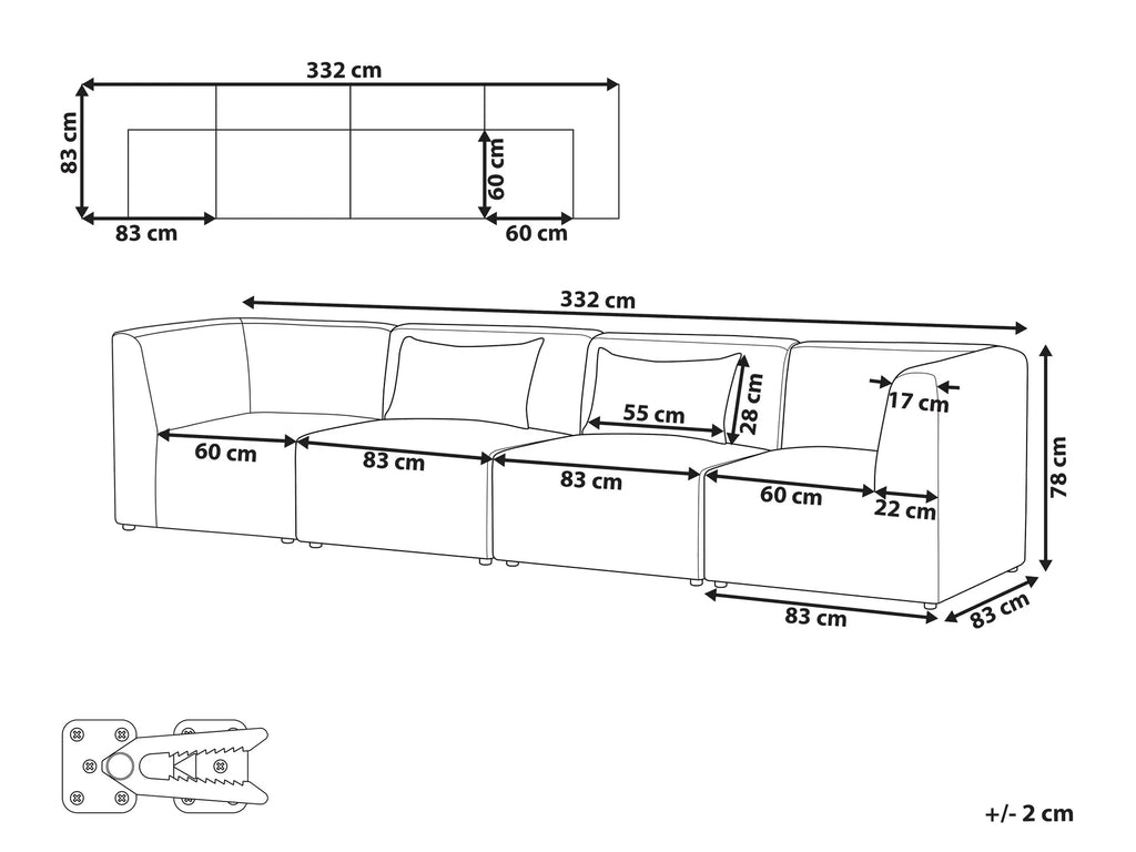 Modular Sofa 4 Seater LEMVIG Corduroy Light Beige