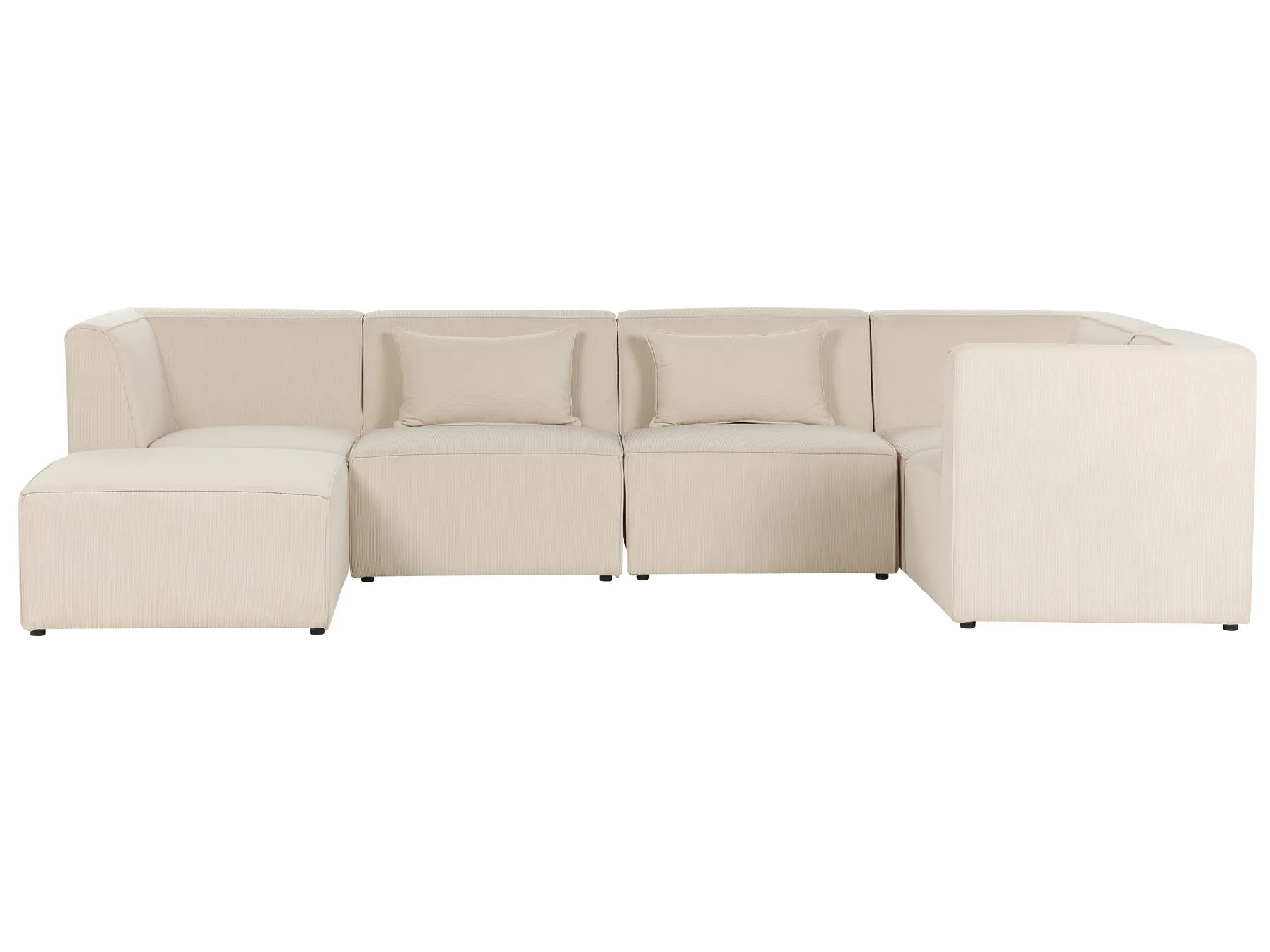 Modular Corner Sofa 5 Seater LEMVIG Corduroy Light Beige with Ottoman Left Hand
