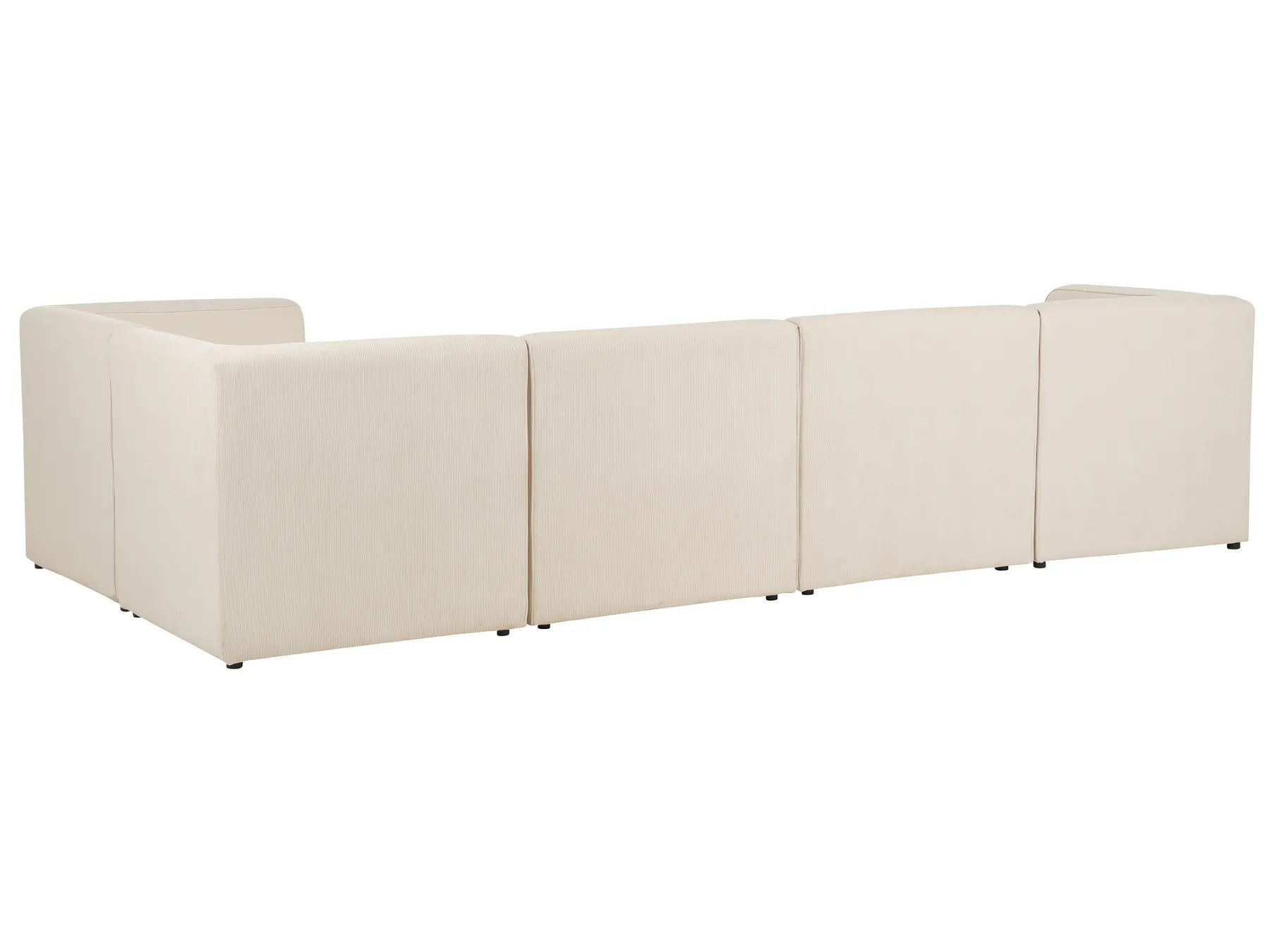 Modular Corner Sofa 5 Seater LEMVIG Corduroy Light Beige with Ottoman Left Hand