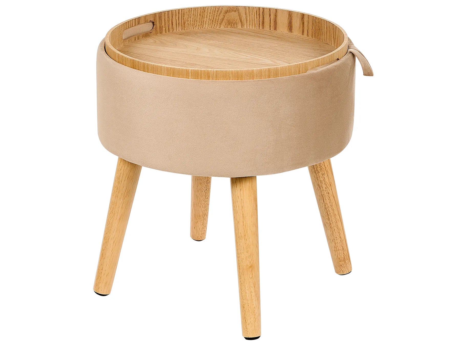 Storage Stool NEELY Velvet Beige