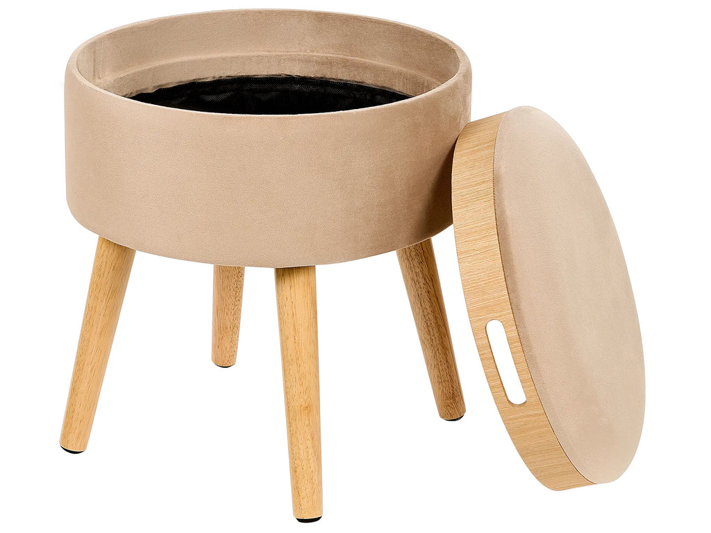 Storage Stool NEELY Velvet Beige