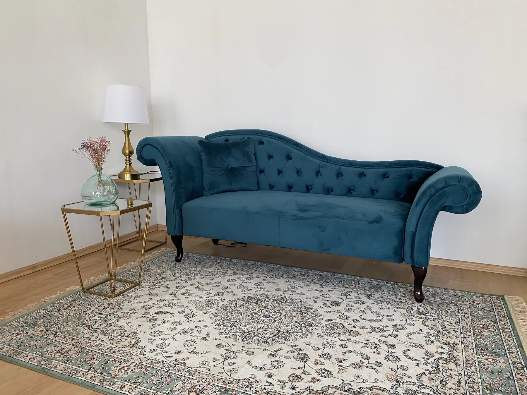 Left-Hand Chaise Lounge LATTES Velvet Teal