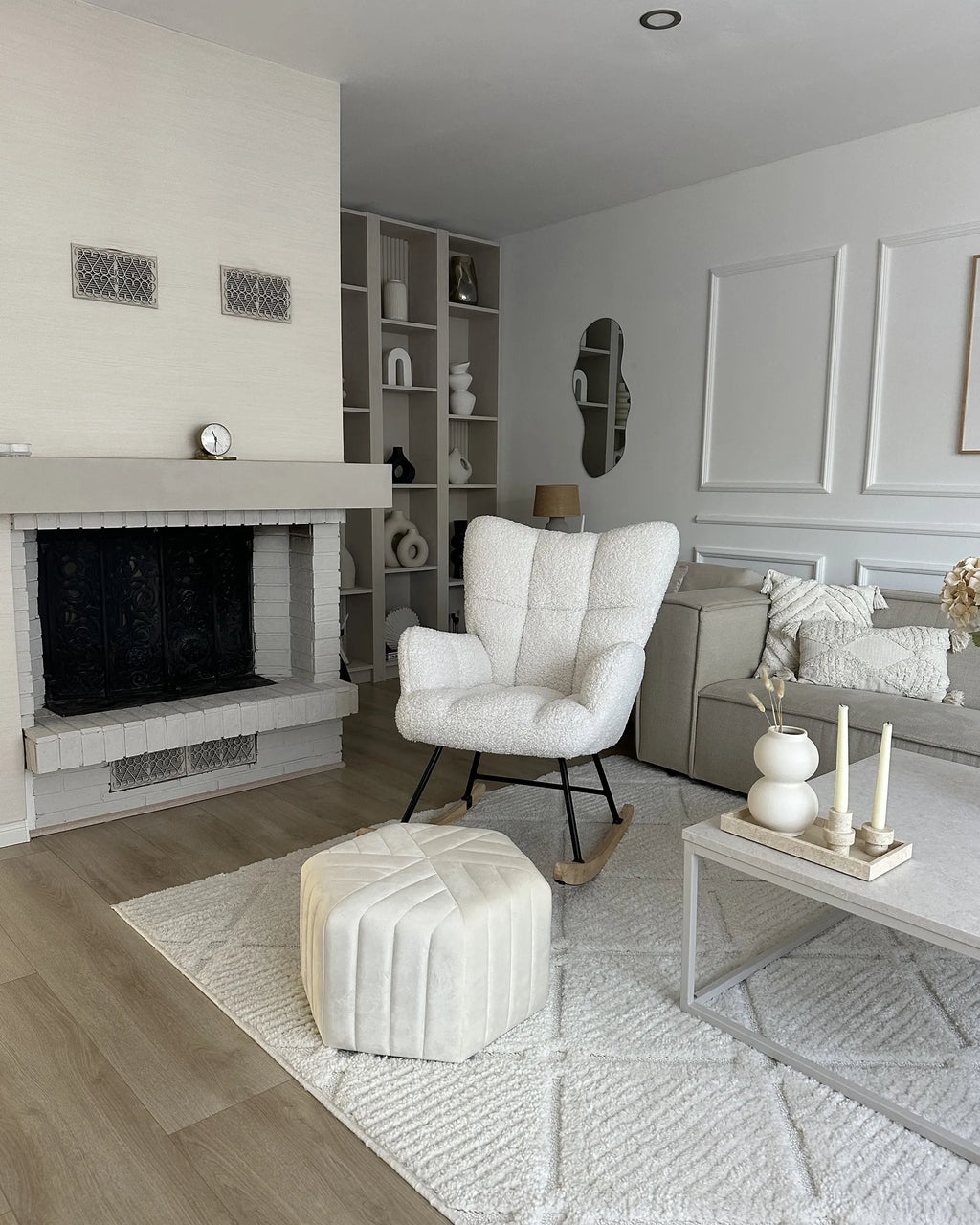 Rocking Chair OULU Boucle White