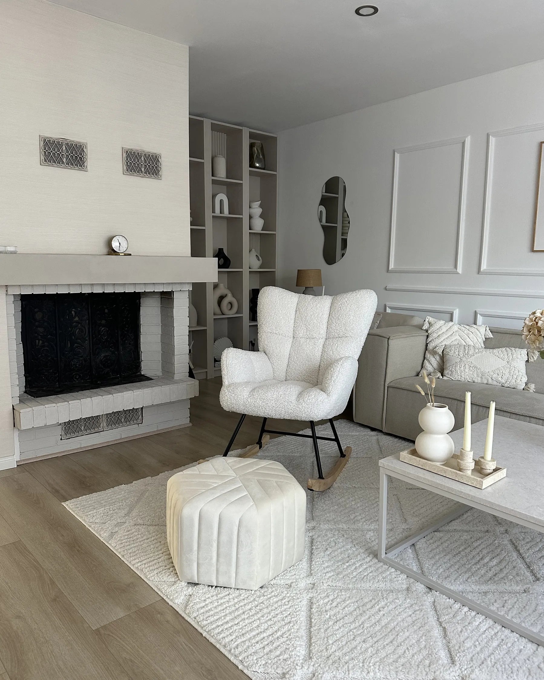 Rocking Chair OULU Boucle White