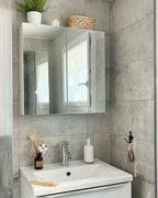 Bathroom Wall Mounted Mirror Cabinet NAVARRA 80 cm 70 cm White