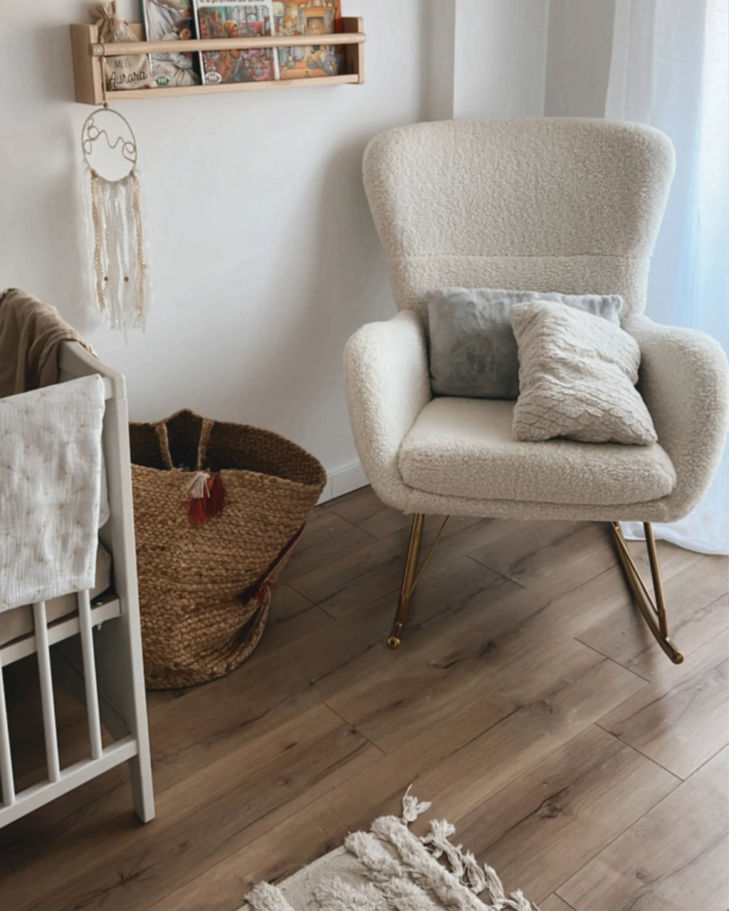 Rocking Chair ANASET Boucle White