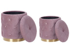 Set of 2 Storage Pouffes PUEBLO Velvet Pink