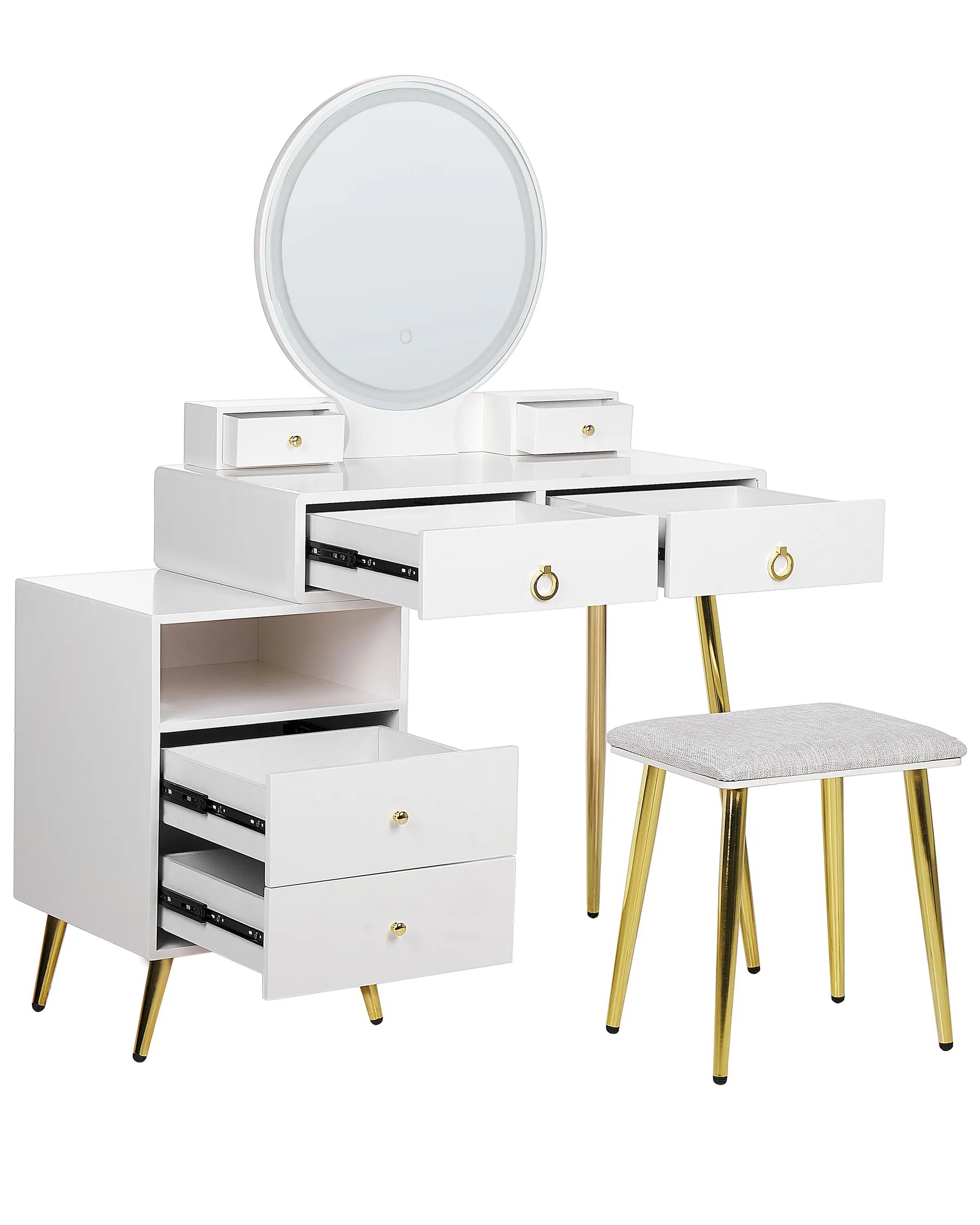 Dressing Table with Mirror and Stool YVES LED White