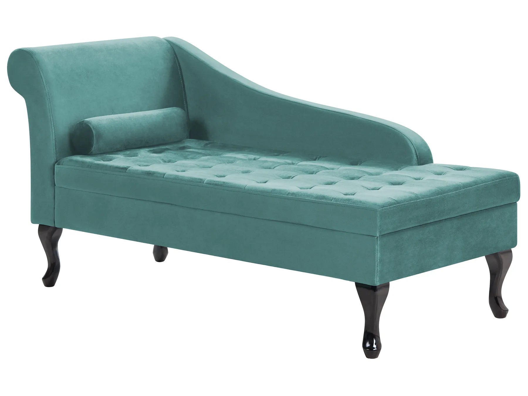 Left-Hand Chaise Lounge PESSAC Velvet Teal with Storage