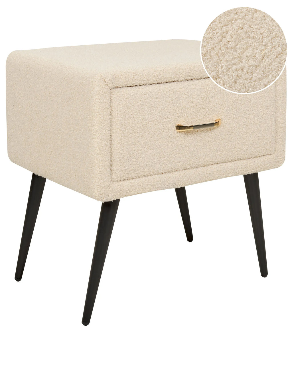 1 Drawer Bedside Table FLAYAT Boucle Beige