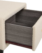 1 Drawer Bedside Table FLAYAT Boucle Beige