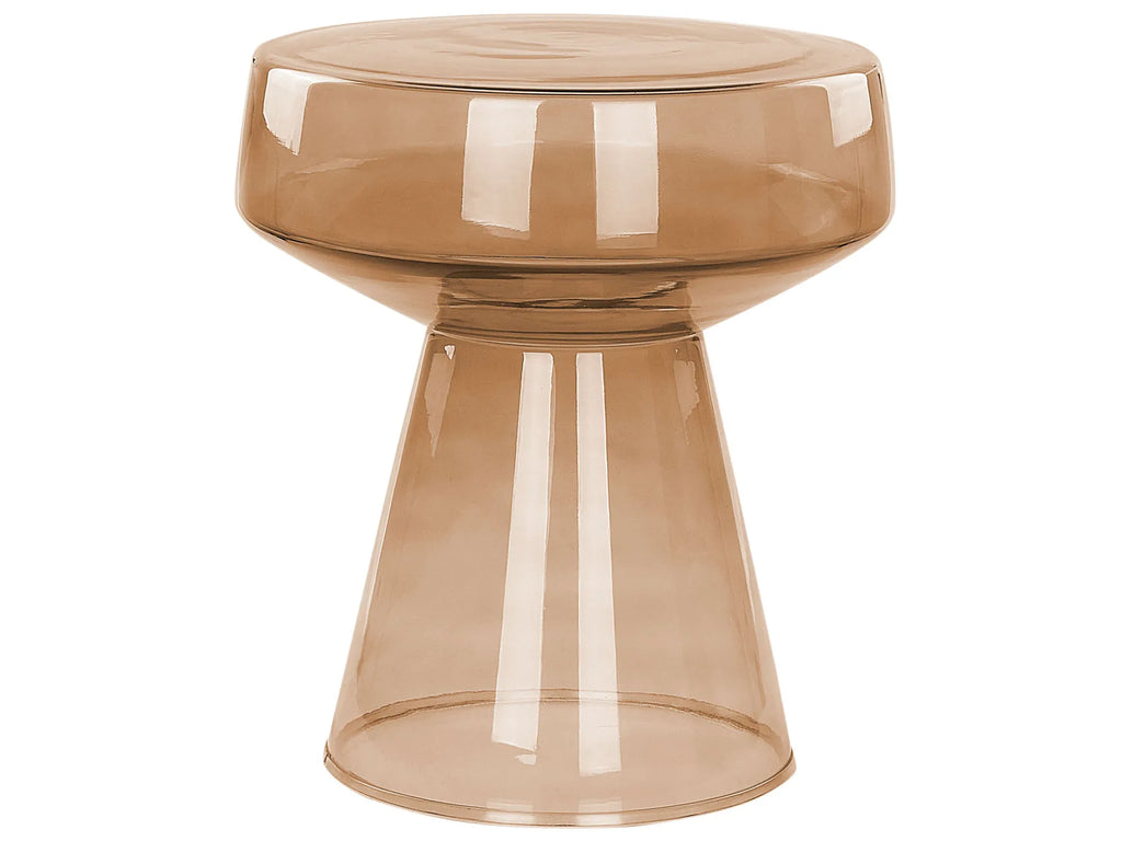 Set of 2 Side Tables LAGUNA/CALDERA Glass Golden Brown