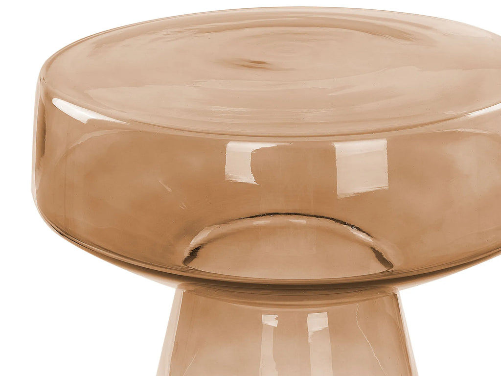 Set of 2 Side Tables LAGUNA/CALDERA Glass Golden Brown