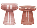Set of 2 Side Tables LAGUNA/CALDERA Glass Red