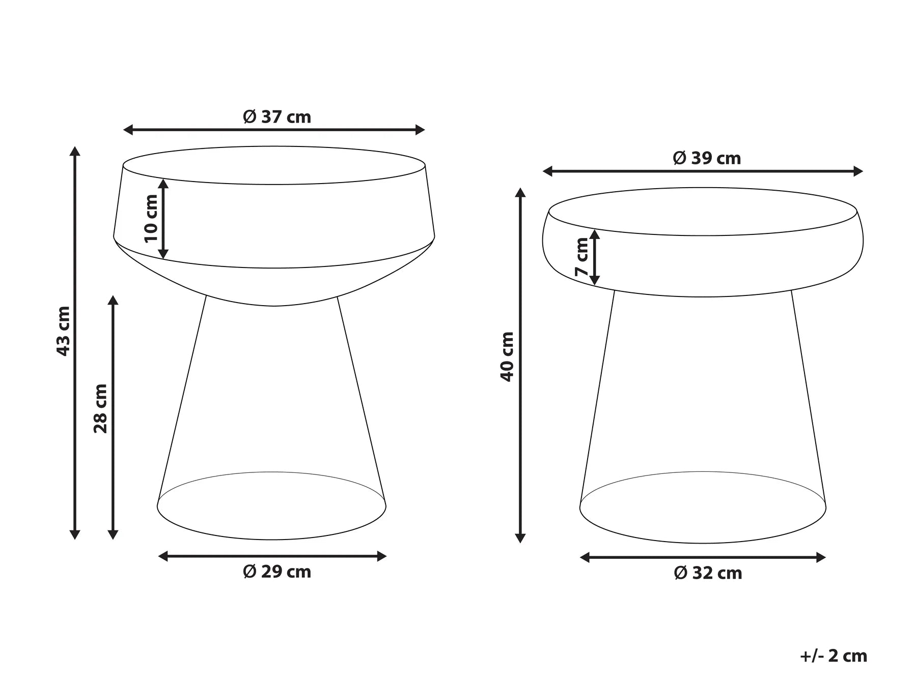 Set of 2 Side Tables LAGUNA/CALDERA Glass Golden Brown