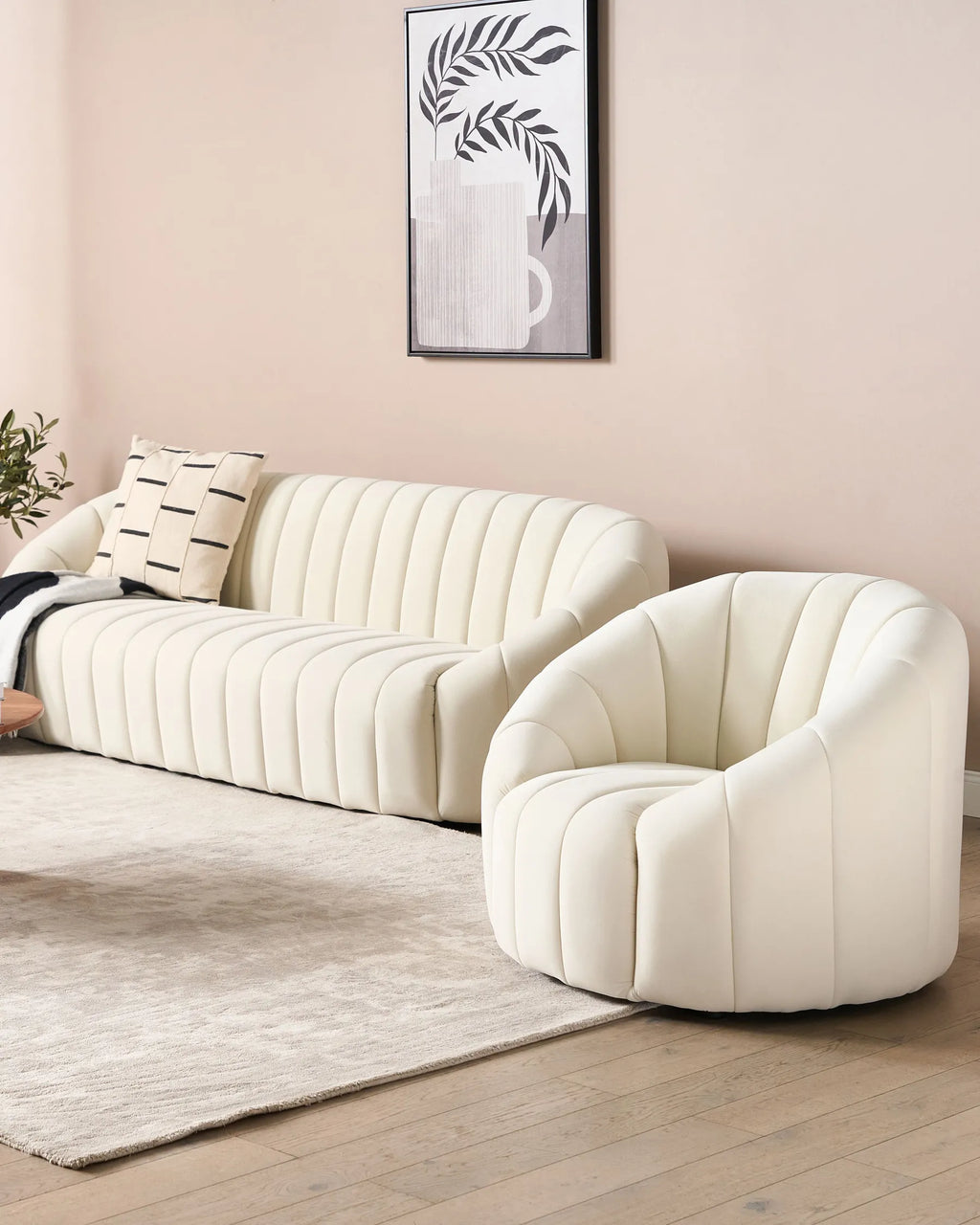 Armchair MALUNG Velvet Off-White