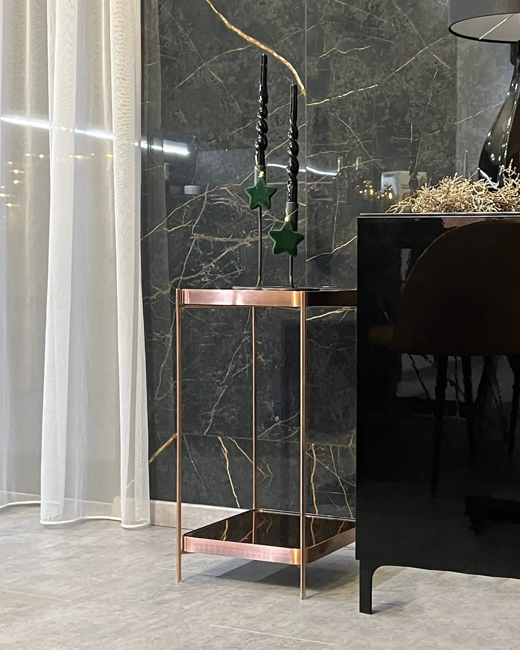 Side Table ALSEA Tempered Glass Copper