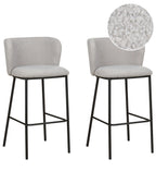 Set of 2 Bar Chairs MINA Boucle Light Grey