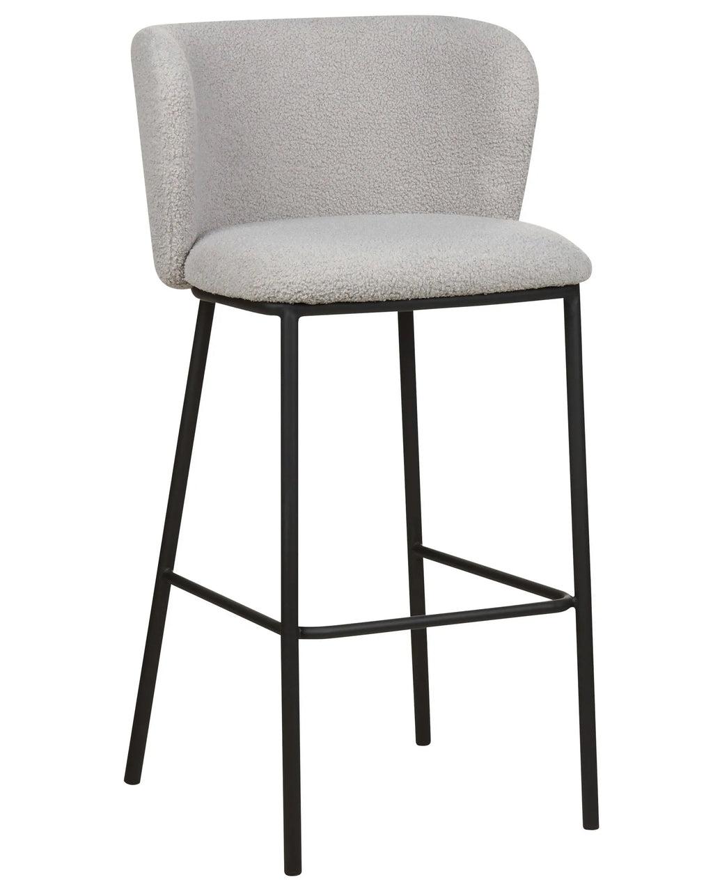 Set of 2 Bar Chairs MINA Boucle Light Grey