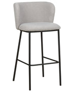 Set of 2 Bar Chairs MINA Boucle Light Grey
