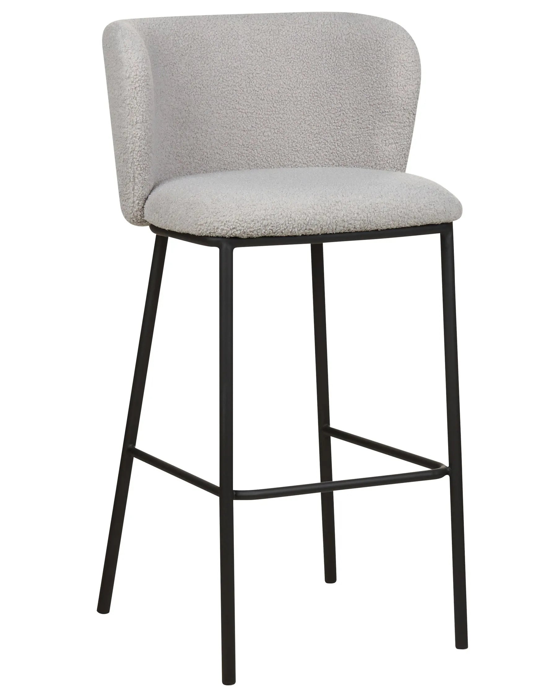 Set of 2 Bar Chairs MINA Boucle Light Grey