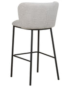 Set of 2 Bar Chairs MINA Boucle Light Grey