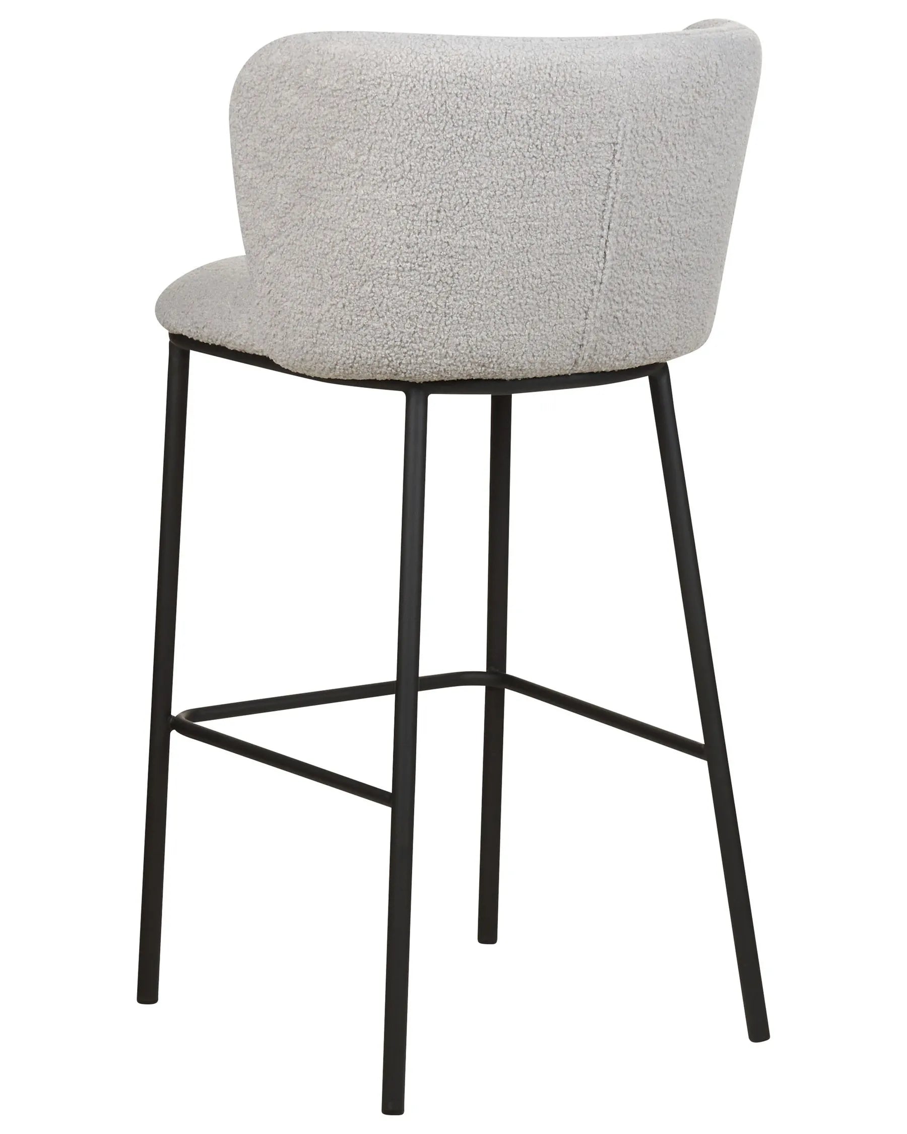 Set of 2 Bar Chairs MINA Boucle Light Grey