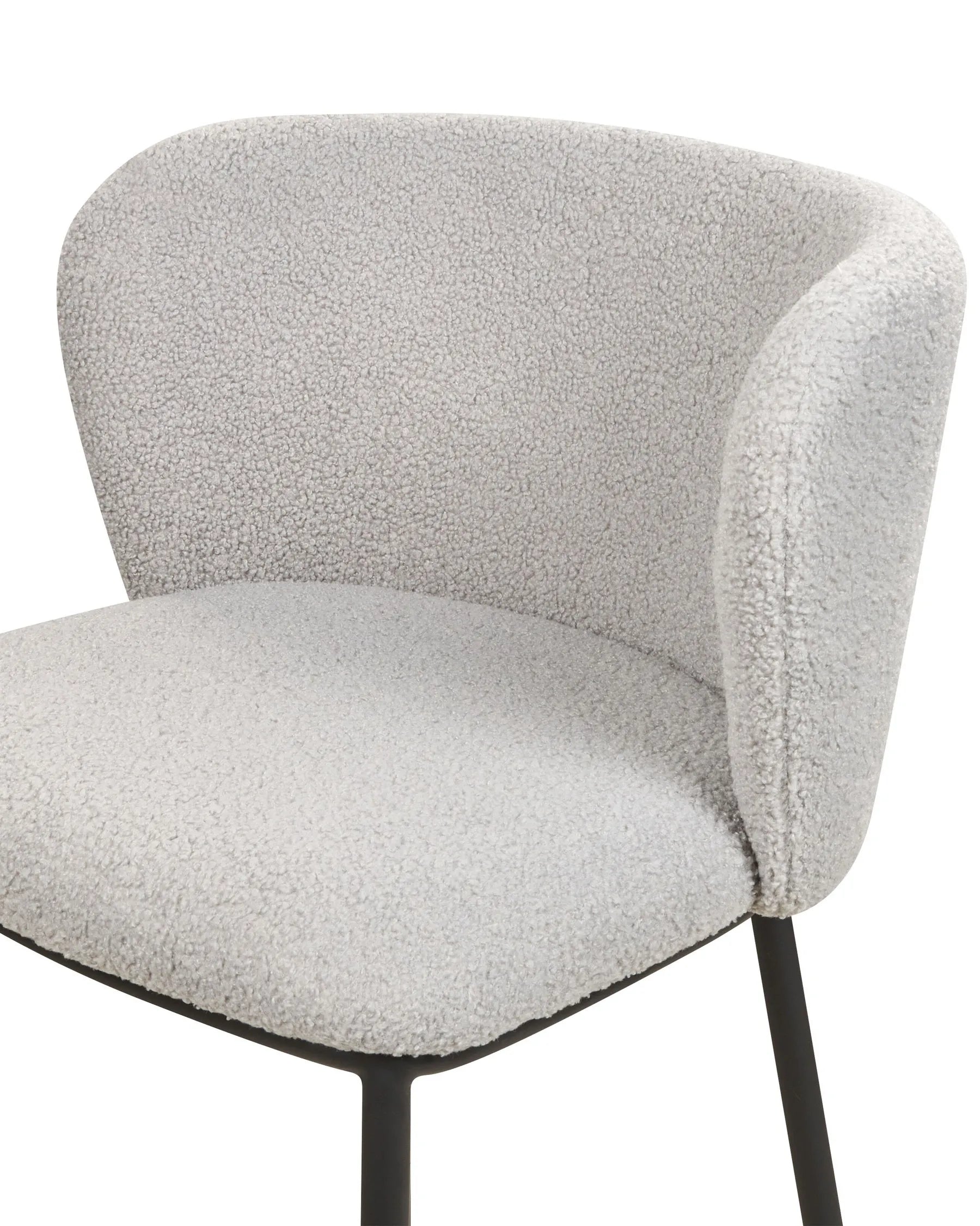 Set of 2 Bar Chairs MINA Boucle Light Grey
