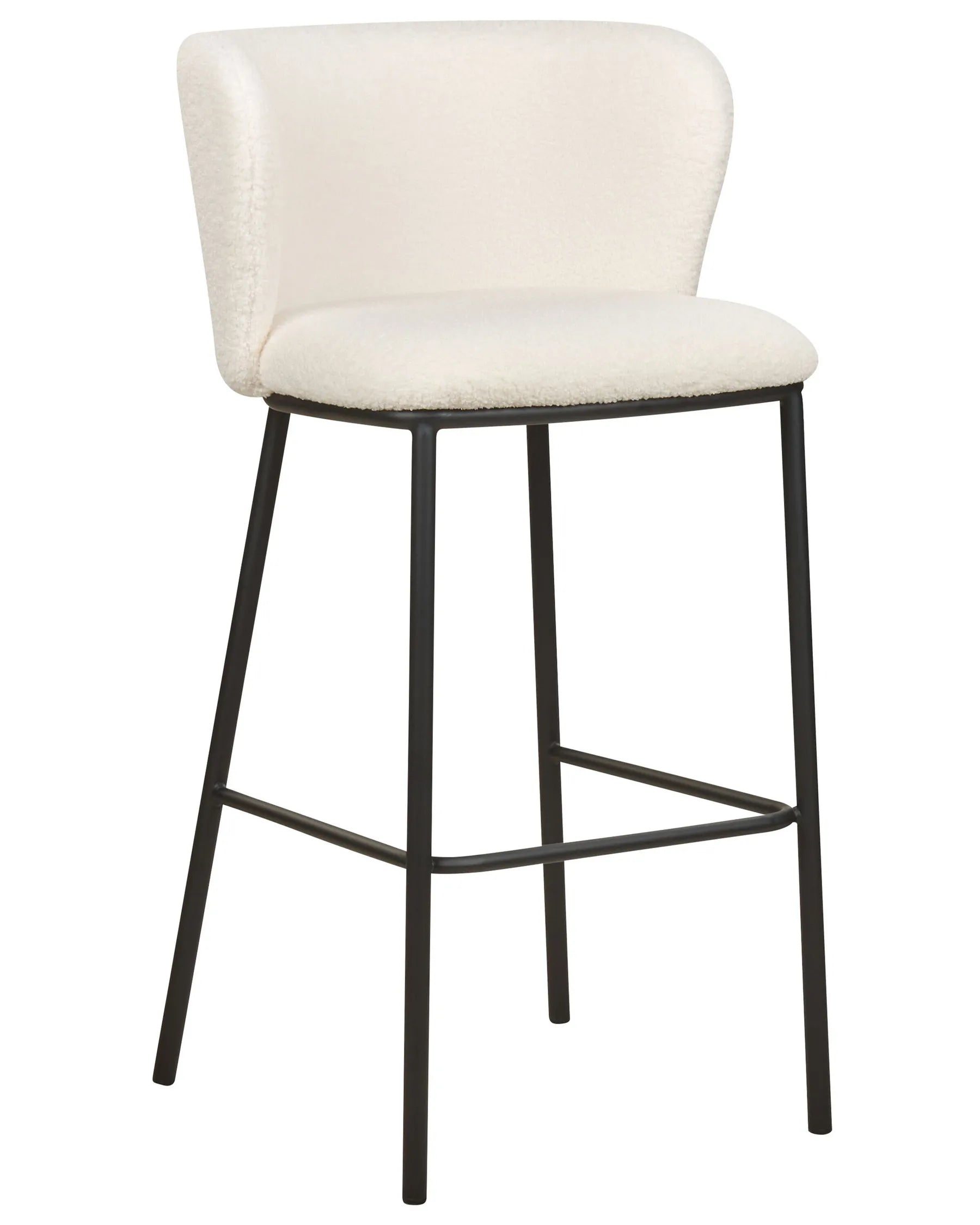 Set of 2 Bar Chairs MINA Boucle White