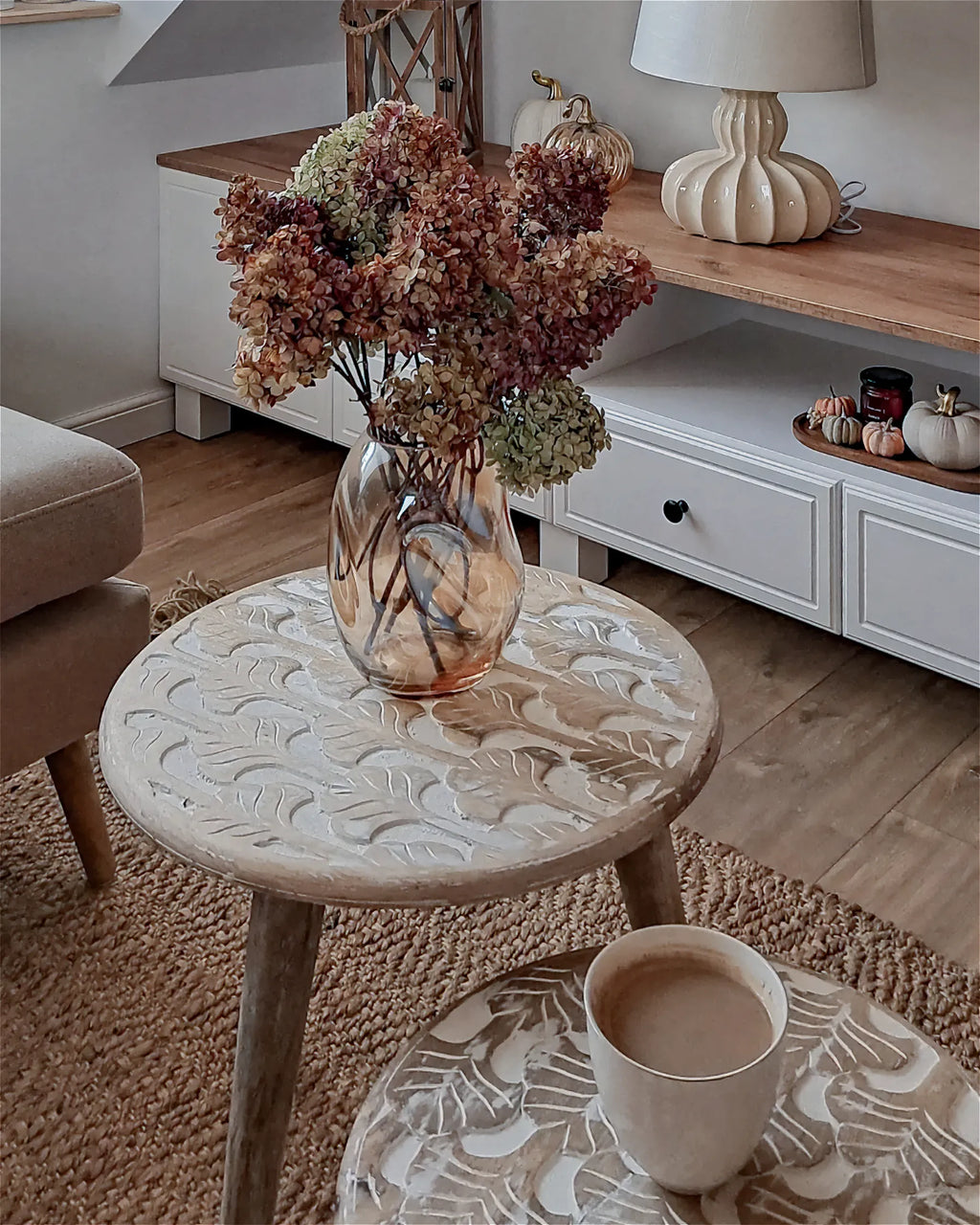 Set of 2 Side Tables HURSI Mango Wood Brown/ White