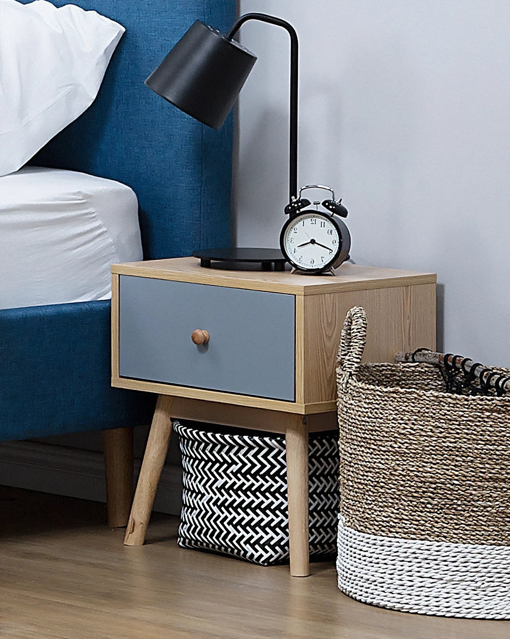 1 Drawer Bedside Table ARVADA Light Brown