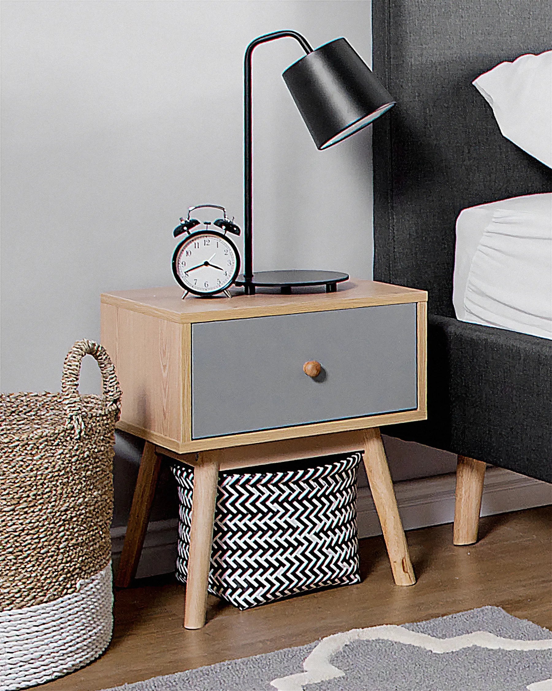 1 Drawer Bedside Table ARVADA Light Brown