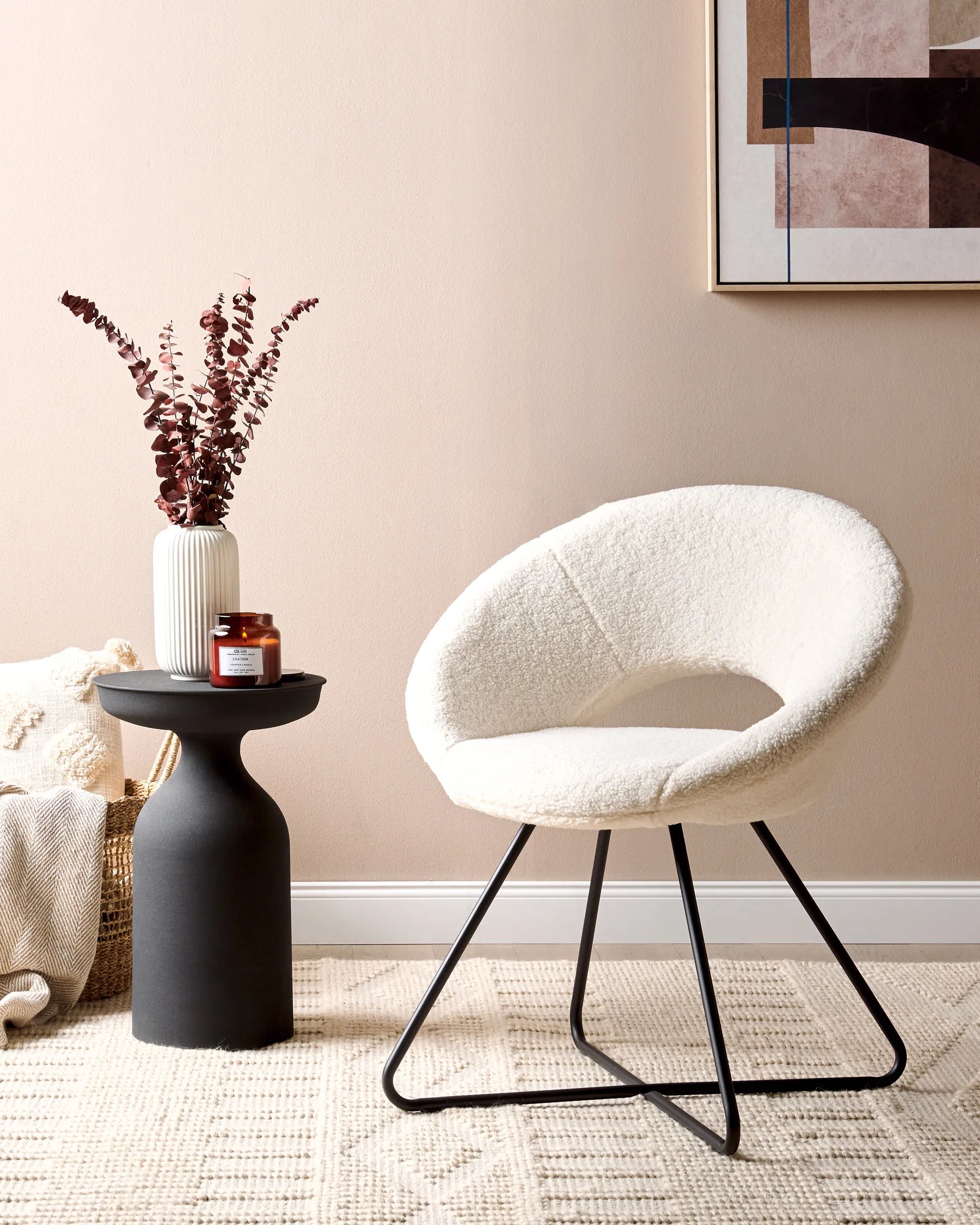 Dining Chair Boucle White