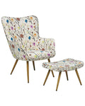 Wingback Chair VEJLE with Footstool Fabric Light Beige