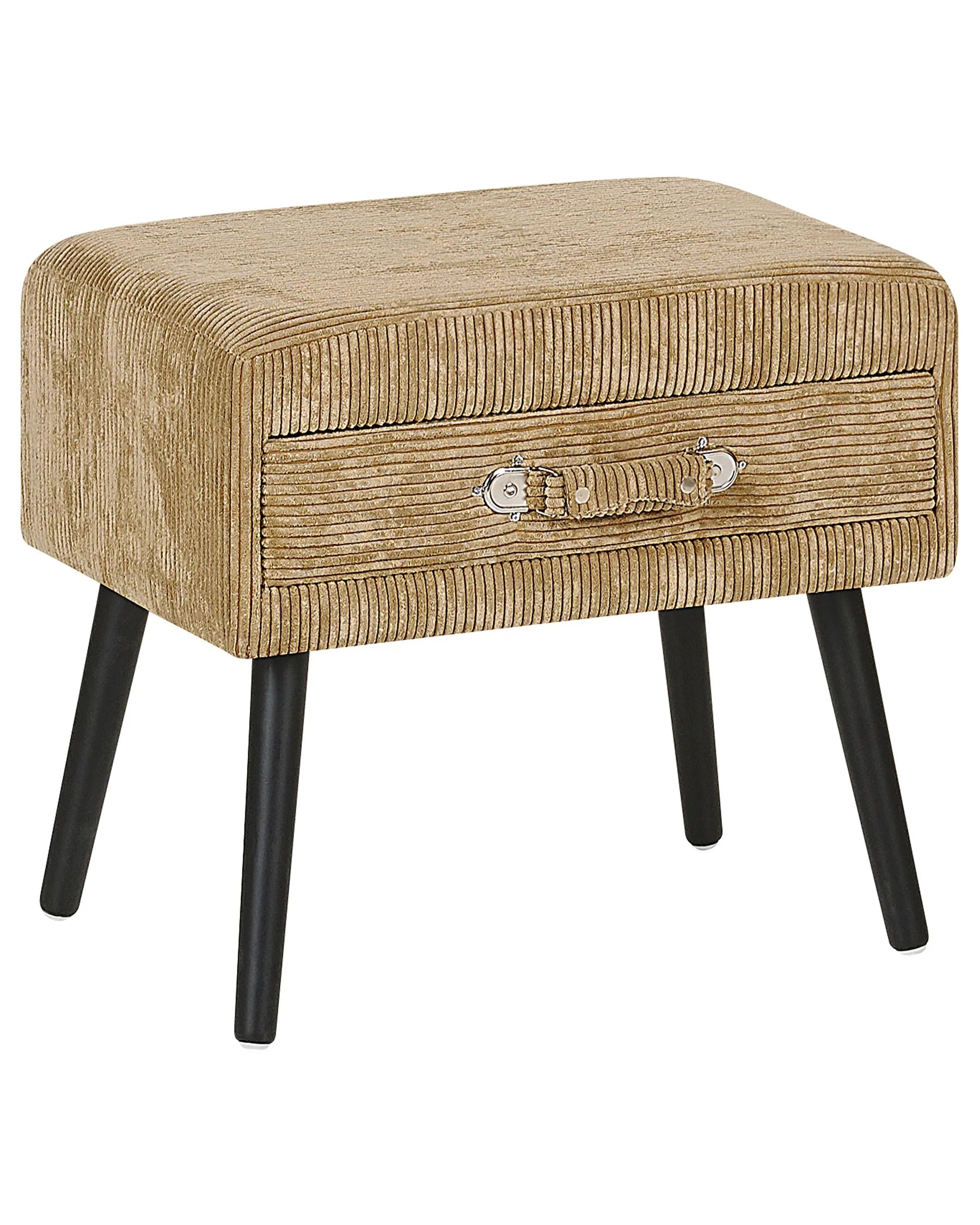 1 Drawer Bedside Table EUROSTAR Corduroy Sand Beige