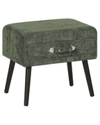 1 Drawer Bedside Table EUROSTAR Corduroy Dark Green