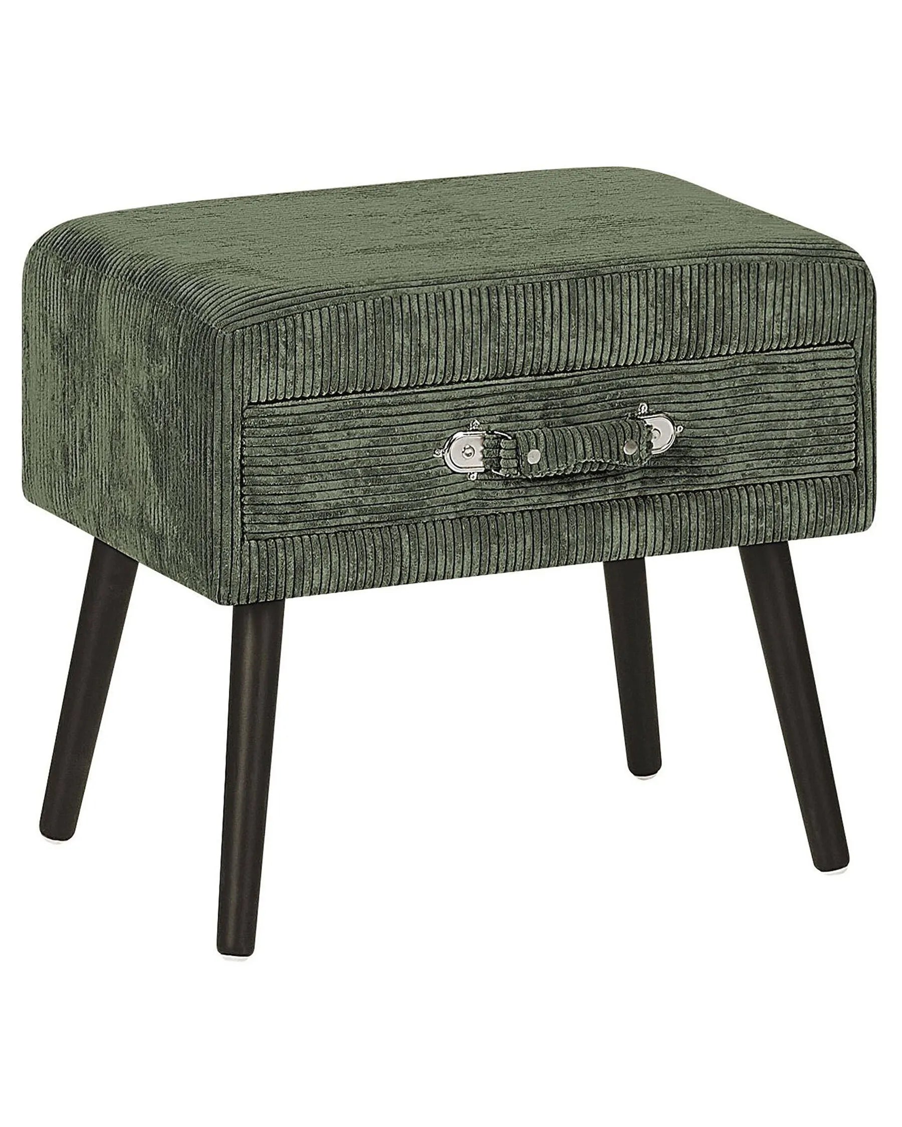 1 Drawer Bedside Table EUROSTAR Corduroy Dark Green