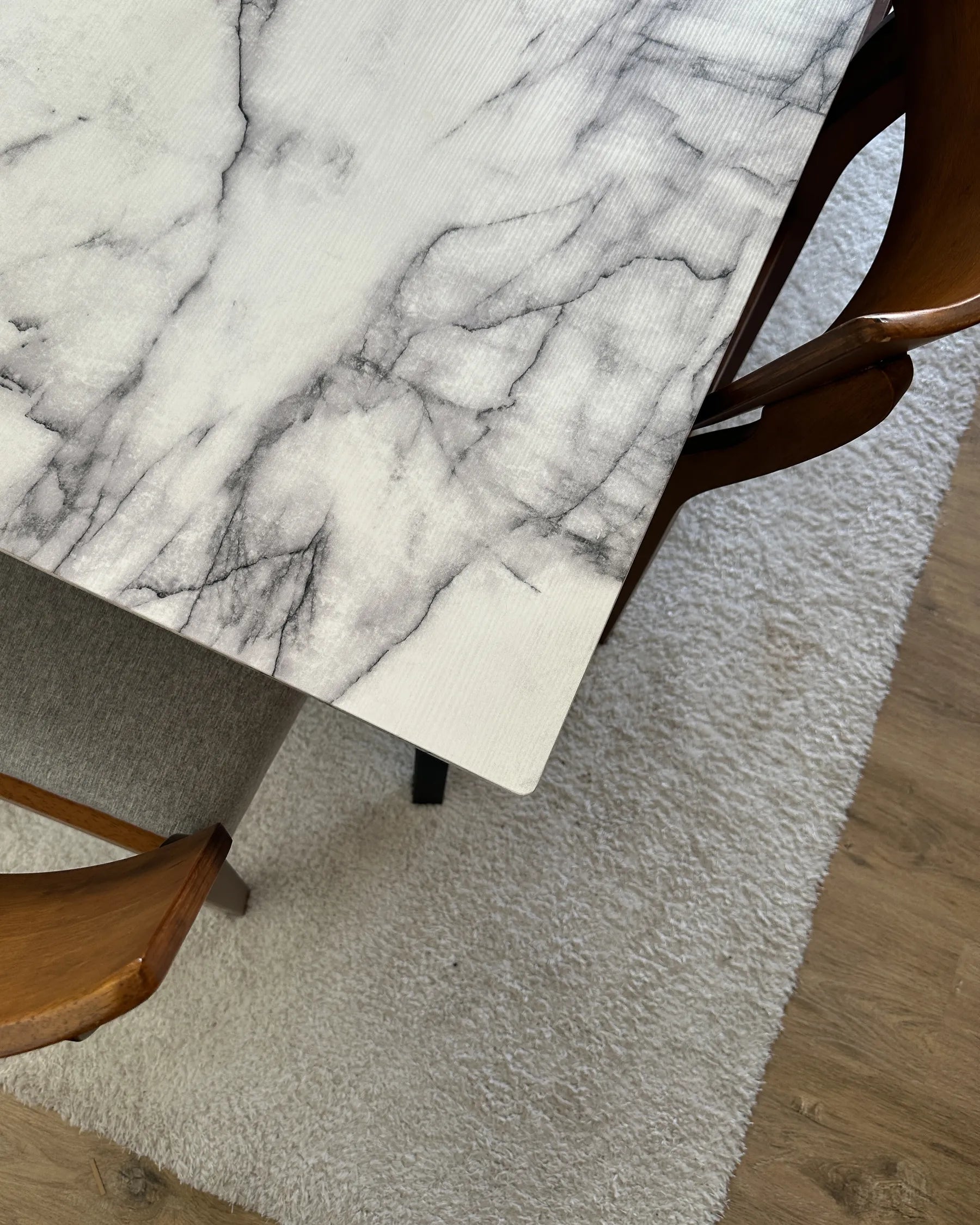 Dining Table MOLDEN Marble/ Black 150 cm 80 cm