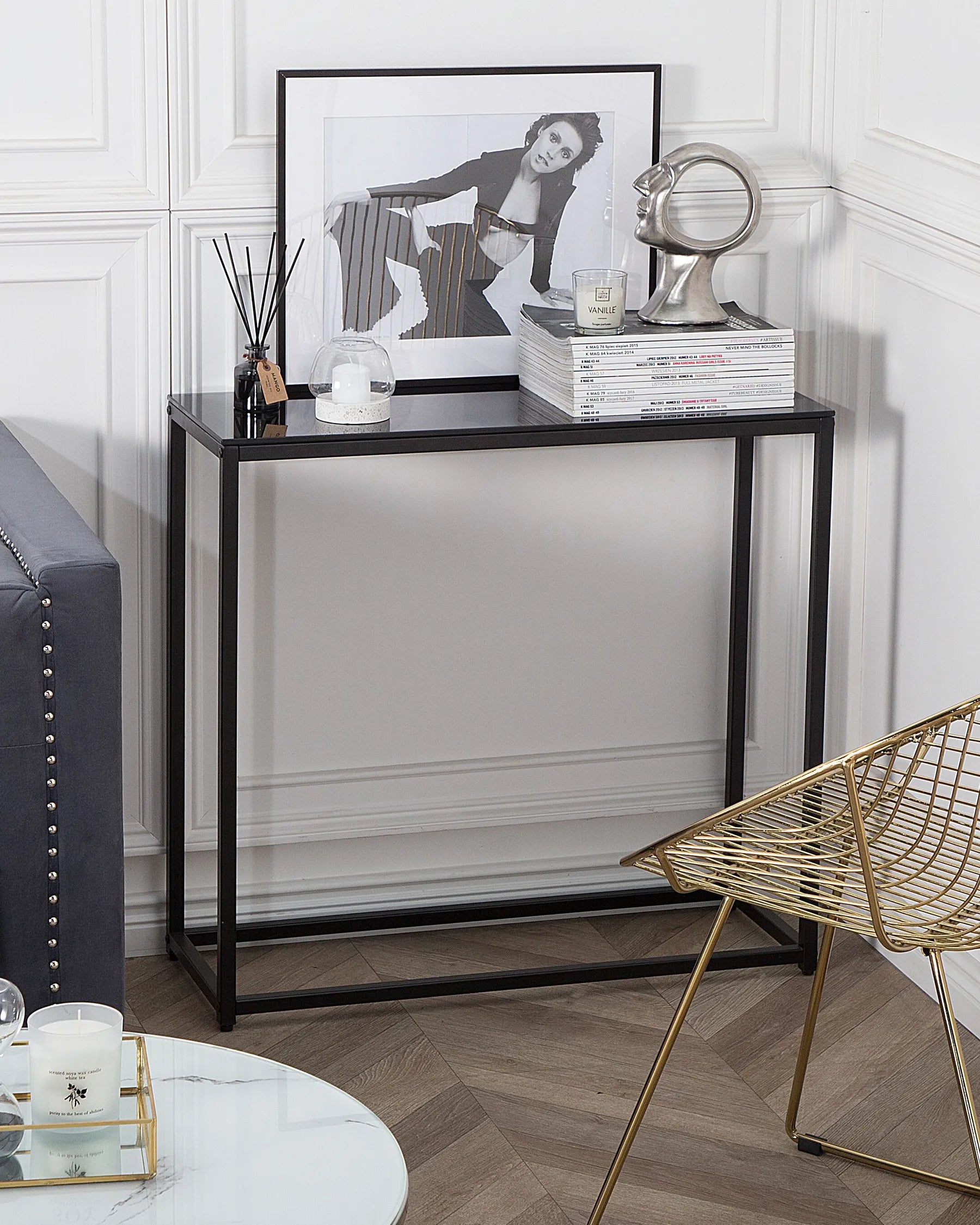 Console Table DELANO Tempered Glass Black