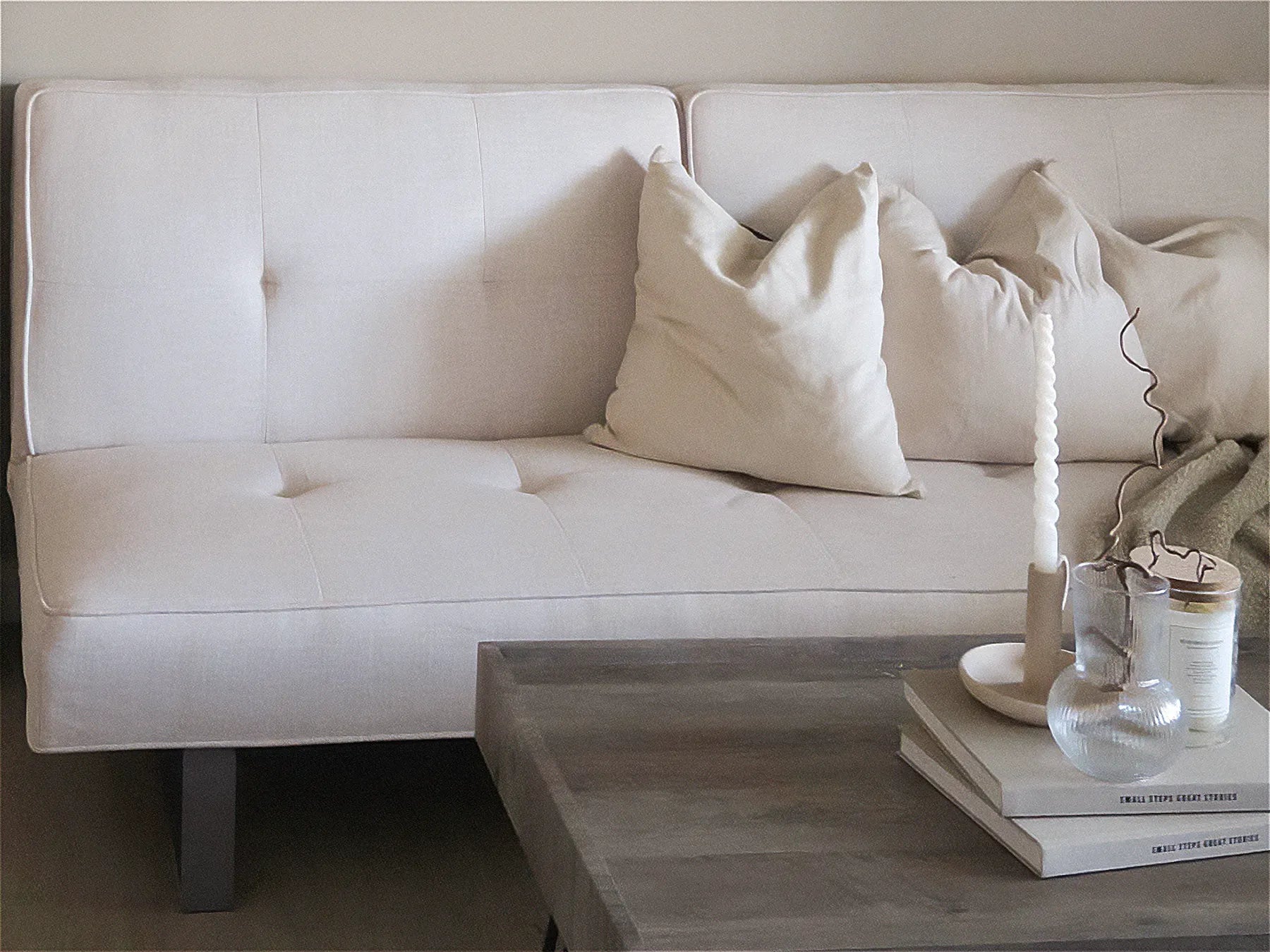 Sofa Bed 3 Seater DUBLIN Fabric Light Beige