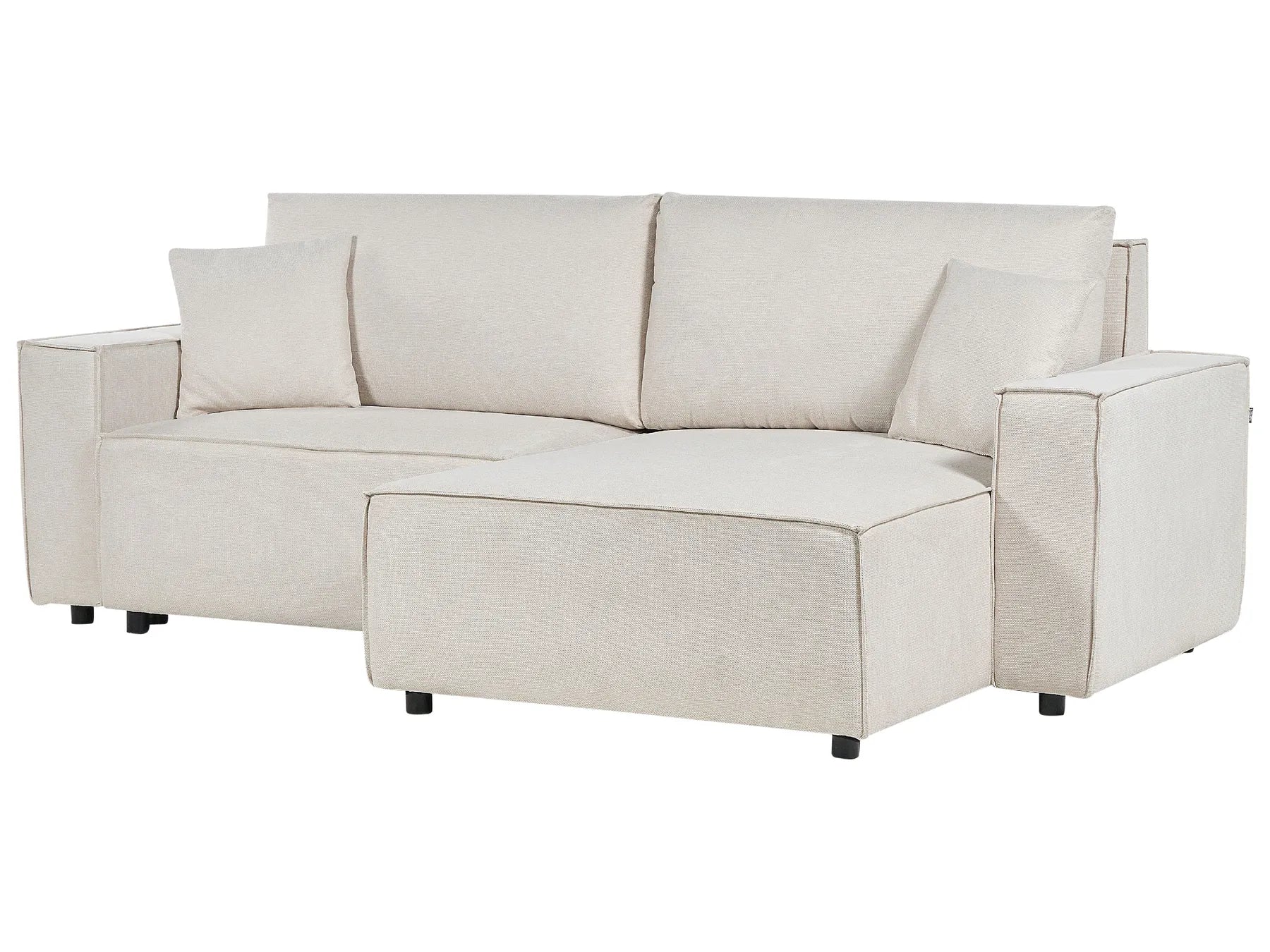 Sofa Bed 3 Seater KARILA Fabric Light Beige with Storage Left Hand