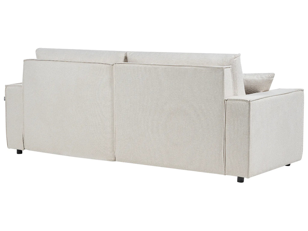 Sofa Bed 3 Seater KARILA Fabric Light Beige with Storage Left Hand