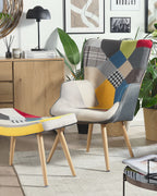 Wingback Chair VEJLE with Footstool Fabric Multicolour